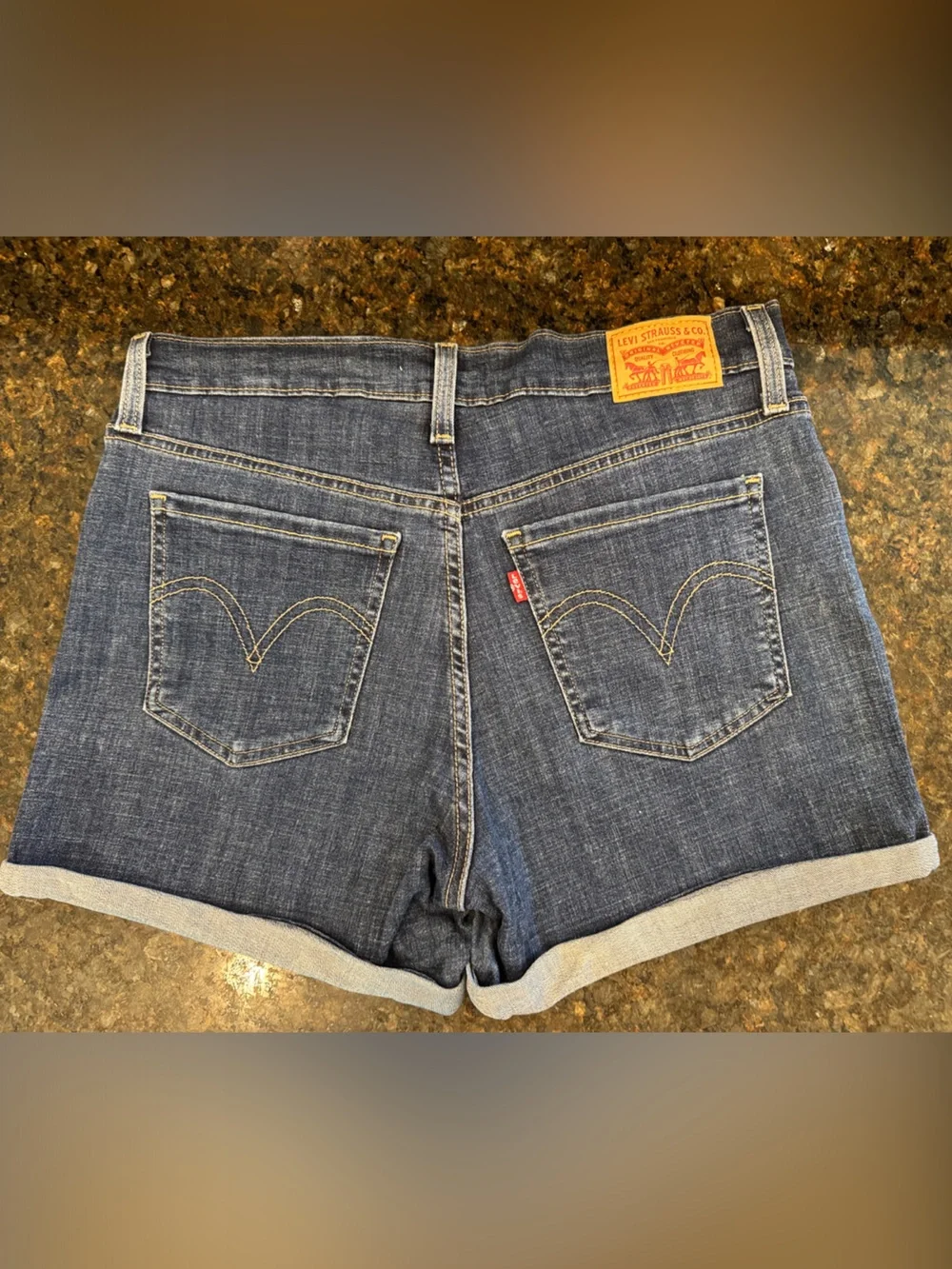 Levi's Dark Blue Denim Rolled-Hem Women's Shorts